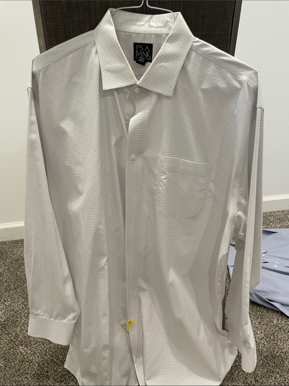 Jos. A. Bank White with Light Gray Micro-Check Dress Shirt